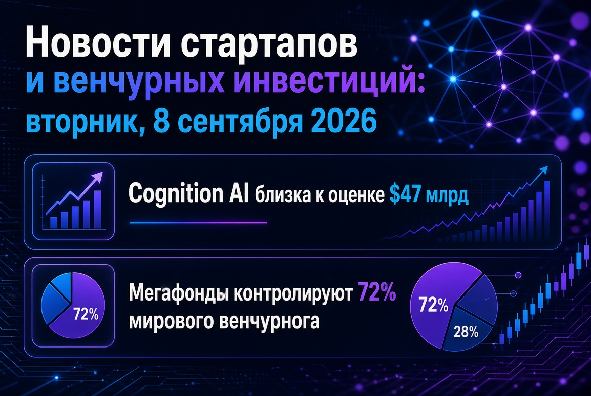 Startup and Venture Investment News: Tuesday, September 8, 2026 — Cognition AI nears $47 billion valuation, mega funds control 72% of the global venture market