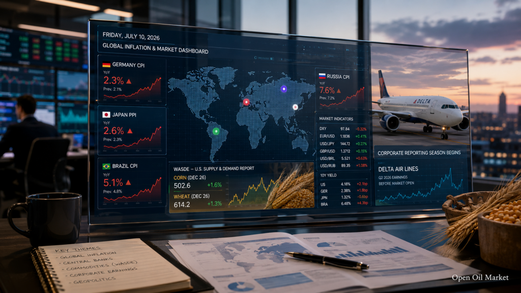 Inflation in Germany, Russia, and Brazil, Japan's PPI, WASDE and Delta Air Lines report — key events on July 10, 2026