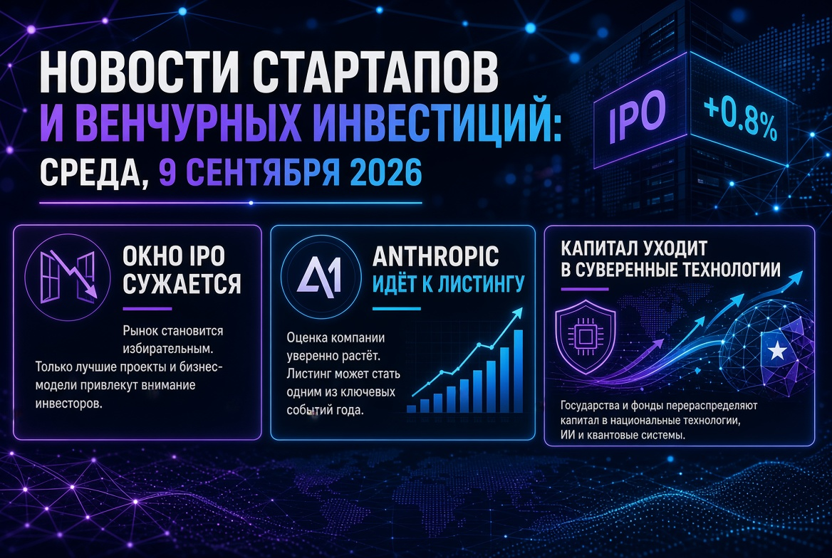 Startup and Venture Investment News: Wednesday, September 9, 2026 - IPO Window Narrows, Anthropic is Heading for Listing, and Capital is Moving to Sovereign Technologies
