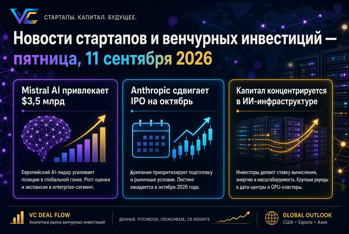 Startup and Venture Capital News — Friday, September 11, 2026: Mistral AI Raises $3.5 Billion, Anthropic Delays IPO to October, Capital Concentrates in AI Infrastructure