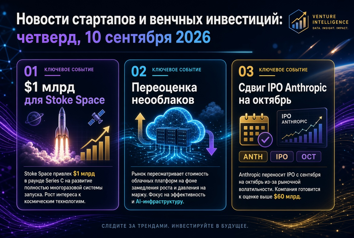Startup and Venture Investment News: Thursday, September 10, 2026 — $1 Billion for Stoke Space, Neo Clouds Revaluation, and Anthropic's IPO Shift to October