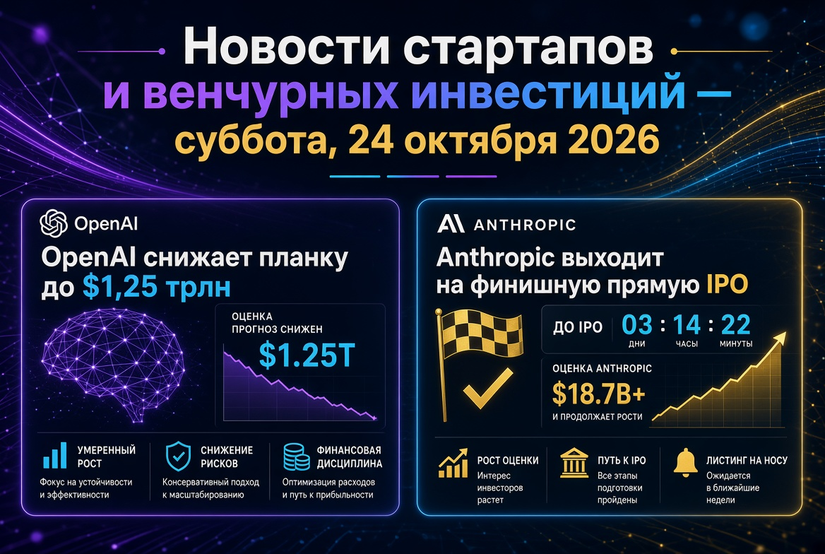 Startup and Venture Capital News — Saturday, October 24, 2026: OpenAI Lowers Valuation to $1.25 Trillion, Anthropic Approaches IPO Finish Line