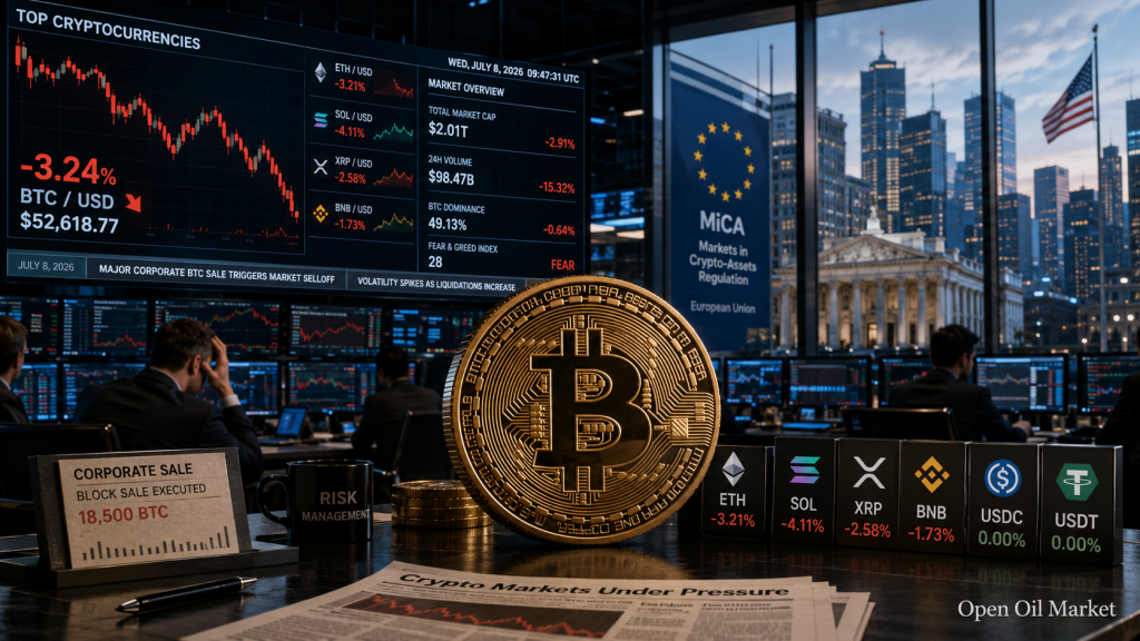 Cryptocurrency News, Wednesday July 8, 2026: Bitcoin Under Pressure and New MiCA Rules