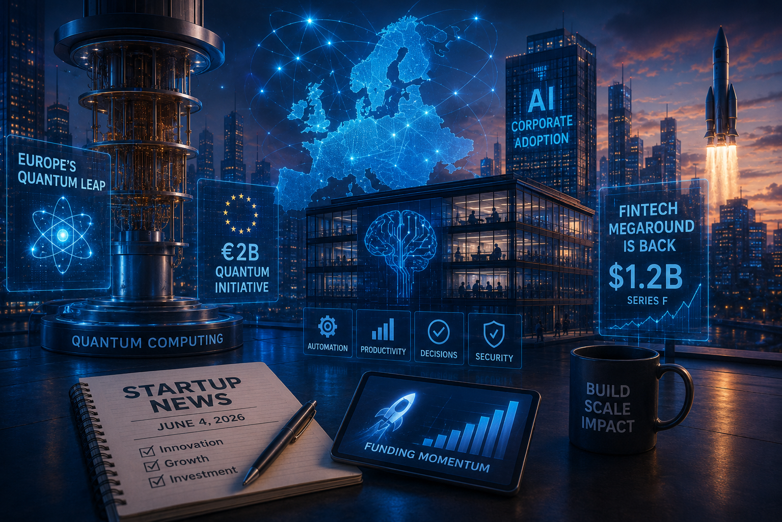 Startup and Venture Capital News, Thursday, June 4, 2026: European Quantum Breakthrough, Corporate AI, and the Return of Fintech Megarounds