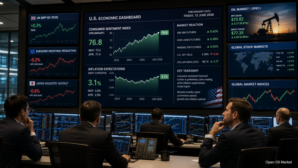 Investor Calendar: US Consumer Sentiment Index, Inflation Expectations, OPEC Report, and Global Stock Markets 12th June 2026